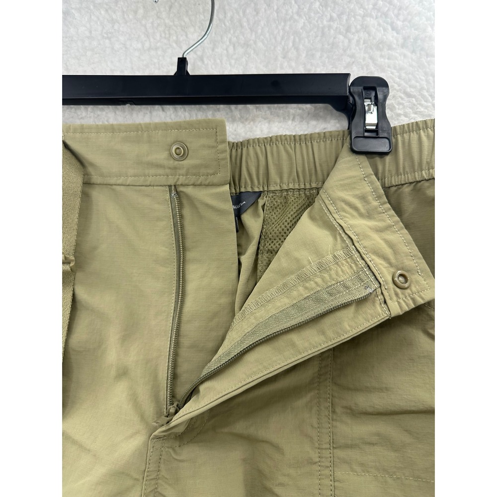 Eddie Bauer Mens Khaki Nylon Cargo Shorts Belted Flat Front Size L G - Picture 10 of 16